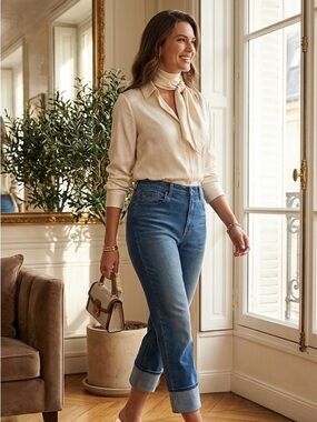 Frye Women’s High Rise Cuffed Ankle Jeans Size 8x29 Blue Denim NWT Strech